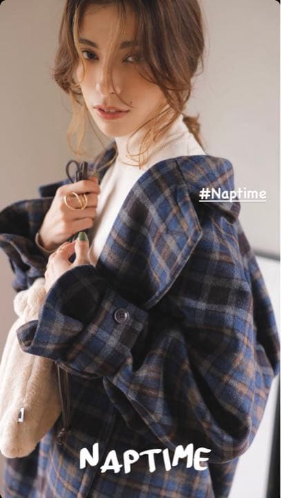 Naptime ロングコート チェック Mサイズ - メルカリ