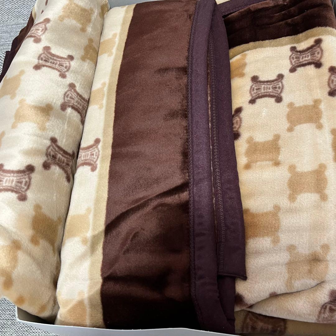 未使用タグ付き CELINE セリーヌ アクリルニューマイヤー毛布 ブラウン