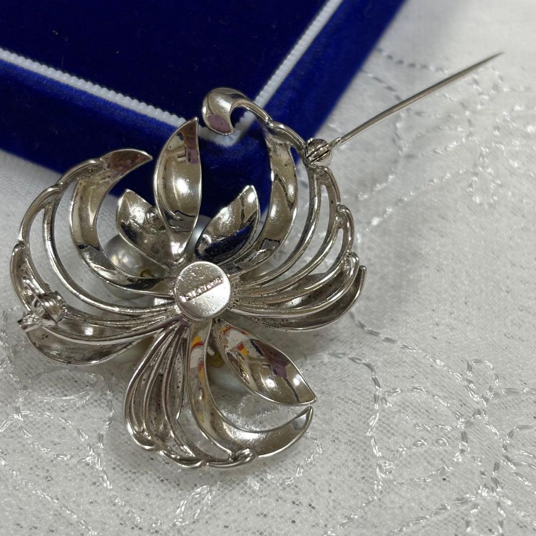 超希少 アコヤ真珠 ブローチ 極上 花珠級 無調色 オーロラグレー 8.0mm