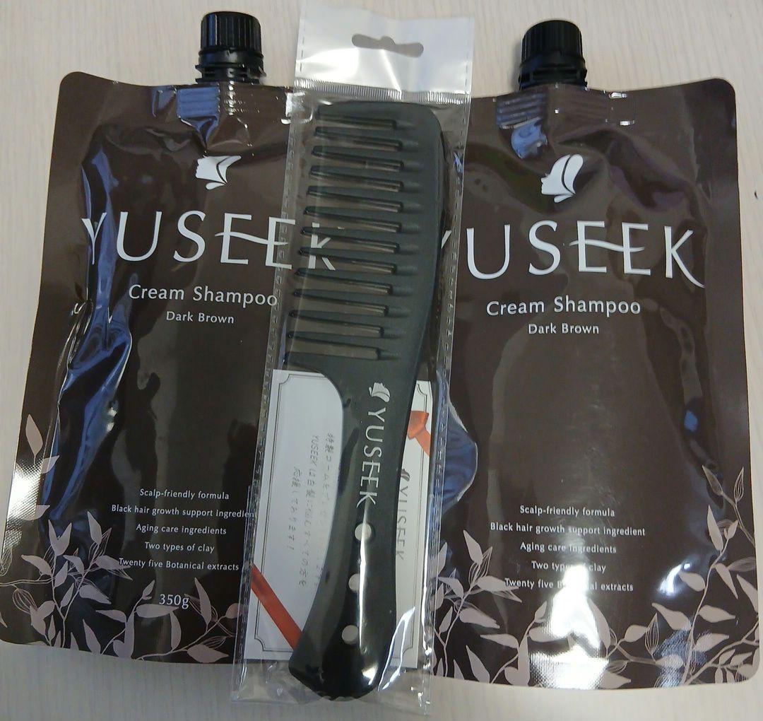 YUSEEK Cream Shampoo ダークブラウン 350g コーム付き - メルカリ