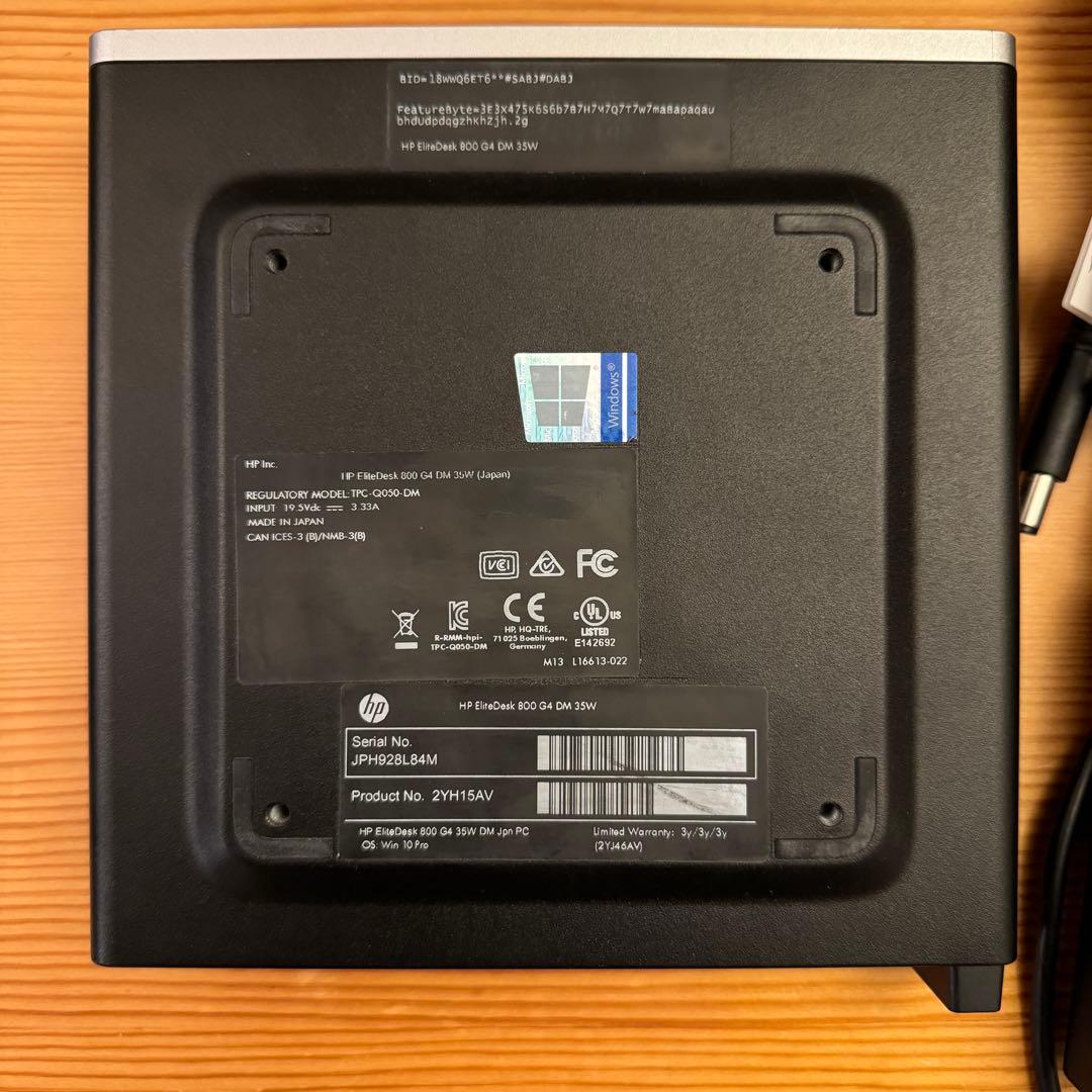 ミニPC HP EliteDesk 800 G4 i7 8700T 32GB 1.2TB