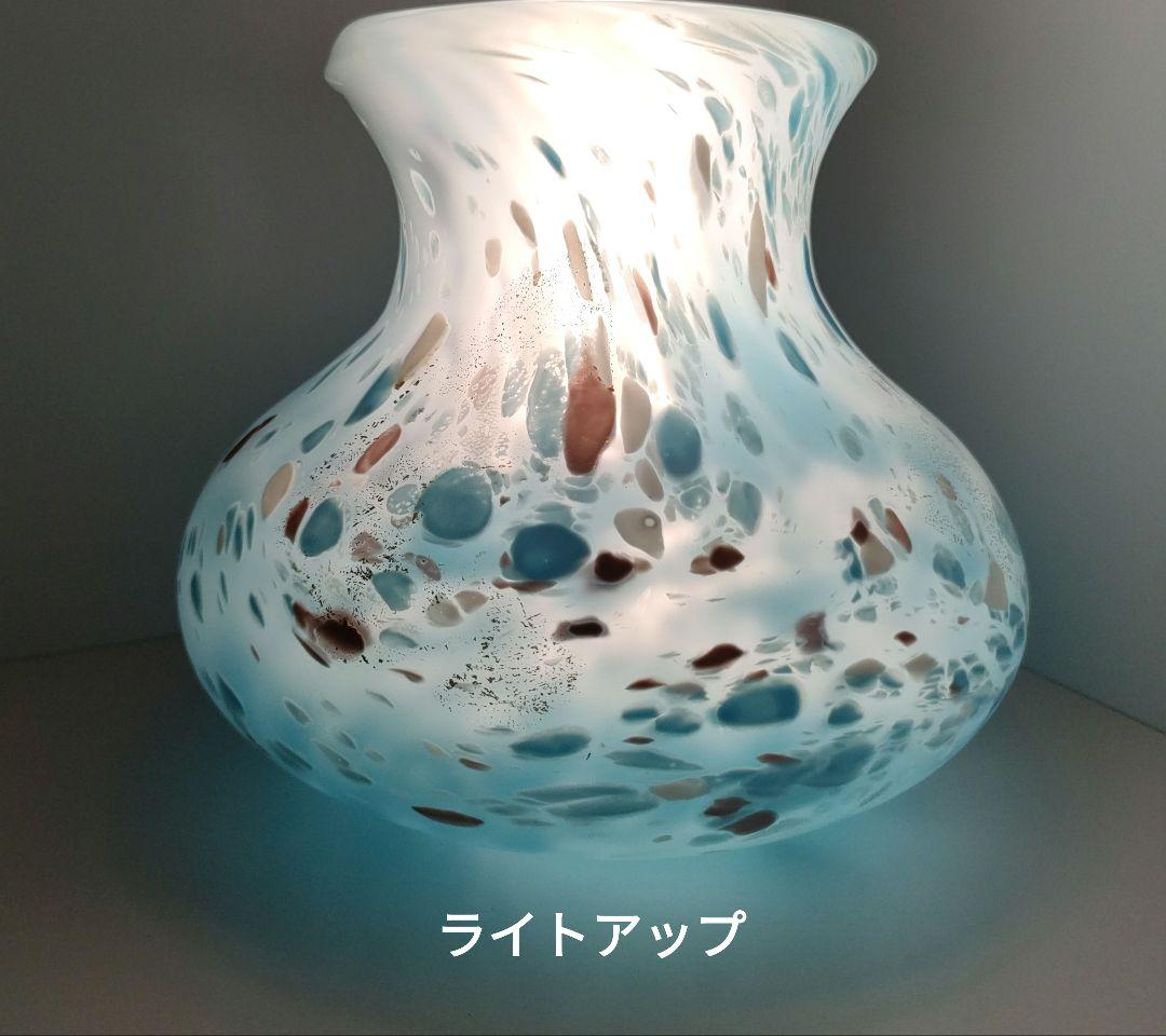 デッドストック デッドストック 藤田喬平 手吹 金彩花瓶 淡い水色