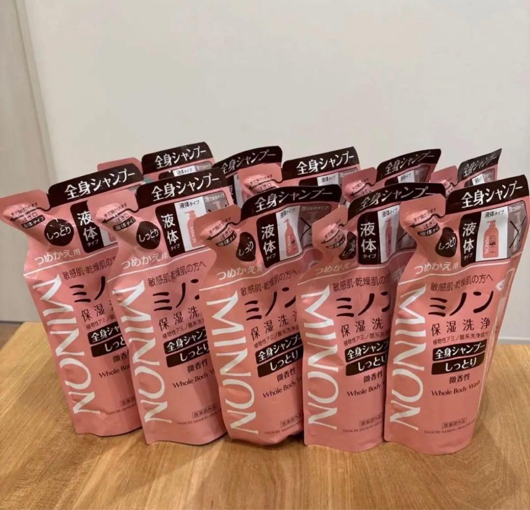 ミノン　全身シャンプー しっとりタイプ　液体タイプ　 詰替用 　10点セット Amazon | ミノン全身シャンプーしっとりタイプ つめかえ用 380mL 2個