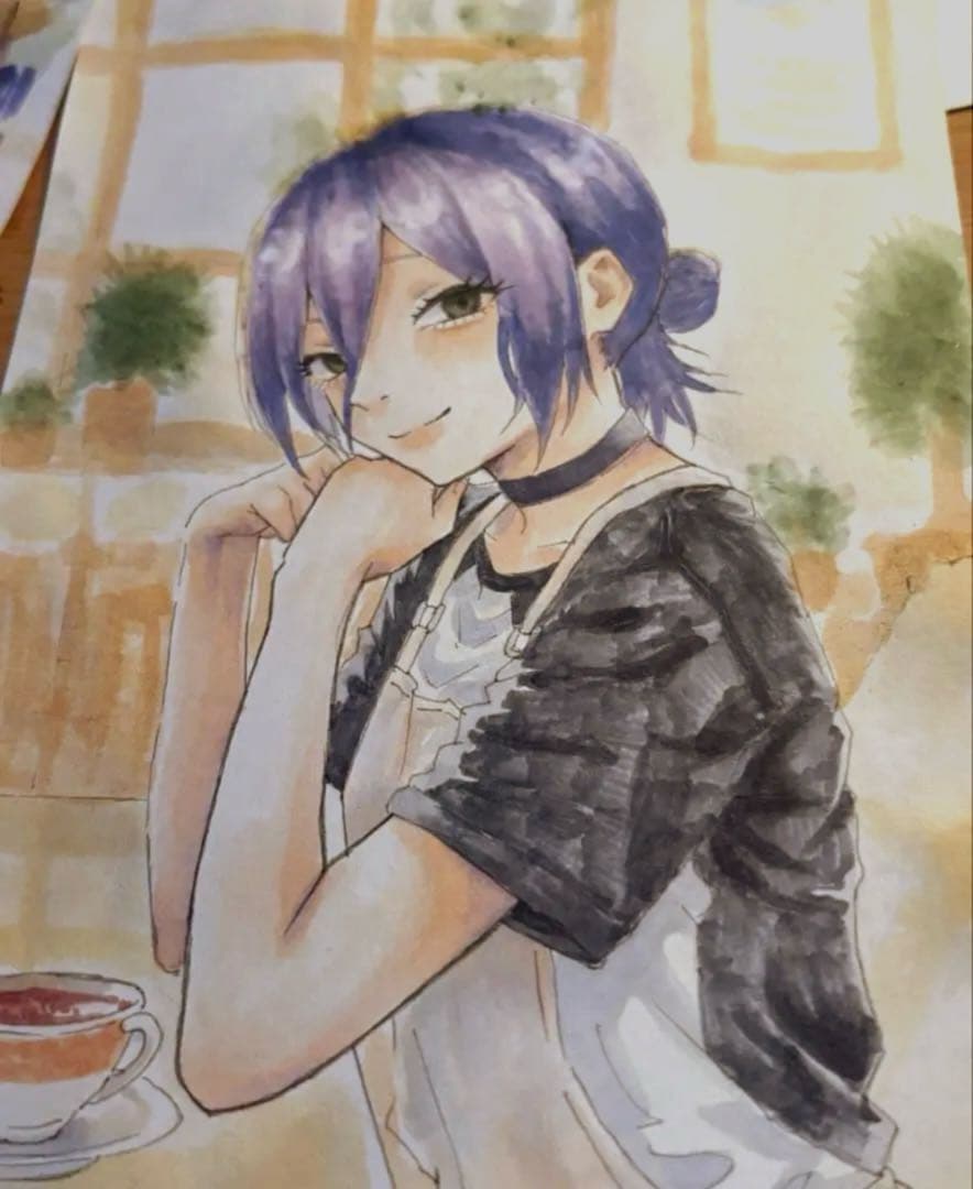 手描きイラスト ファンアート チェンソーマン レゼ アナログ絵 - メルカリ