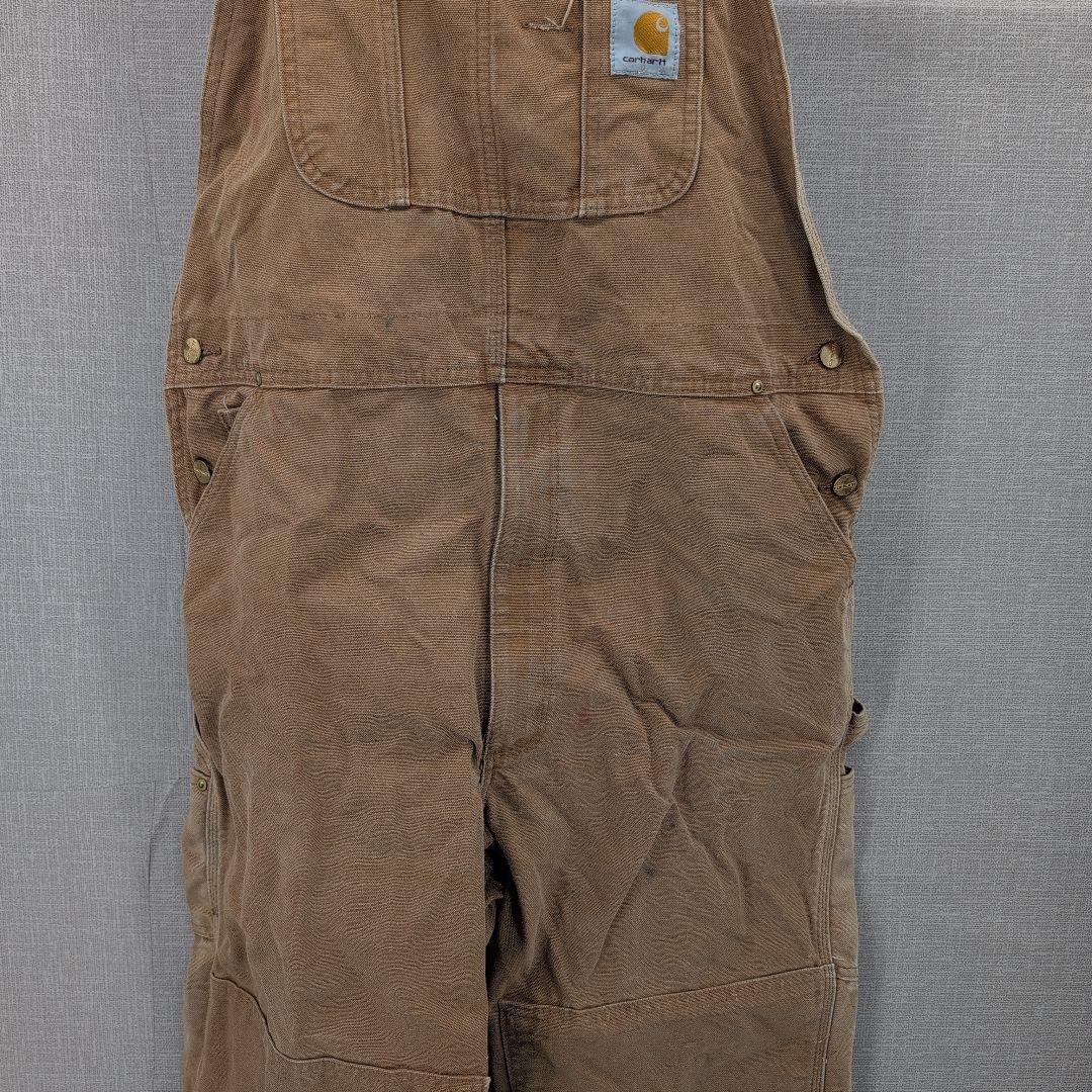 カーハート ダック地 オーバーオール ダブルニー ブラウン R01 W40L32