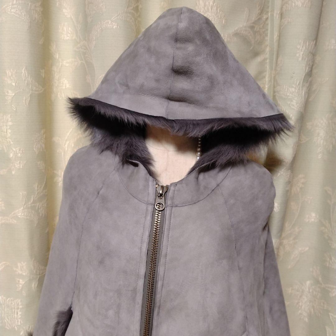 去年の品✩新同✩ムートン✩ポンチョ✩マント✩グレー✩柔らか