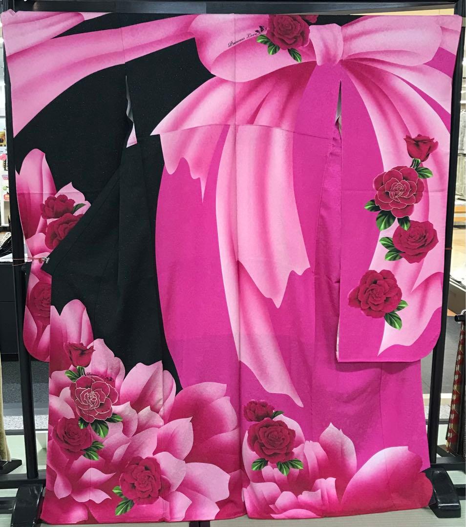 ★少々難あり★正絹 振袖 仕立て上がり リメイク 振袖 正絹 着物 単品 仕立て上がり 百花繚乱 ラメ 桜 赤色 渋い赤色