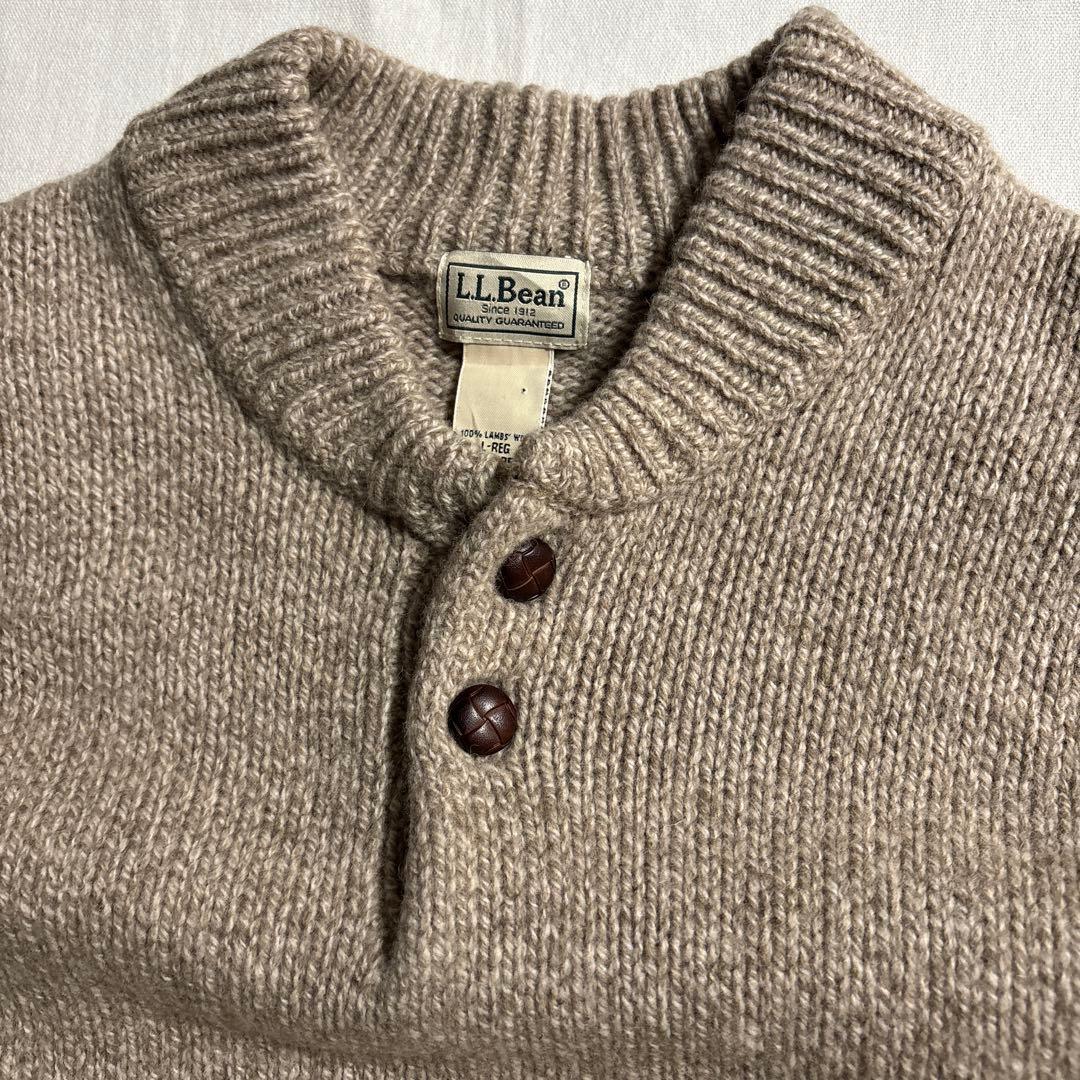 極美品 00s L.L.Bean ラムウール ヘンリーネック ニット セーター