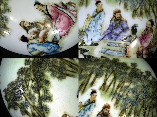 中国美術 粉彩 竹林七賢人図 蓋物（大香合）／玩玉】 - メルカリ