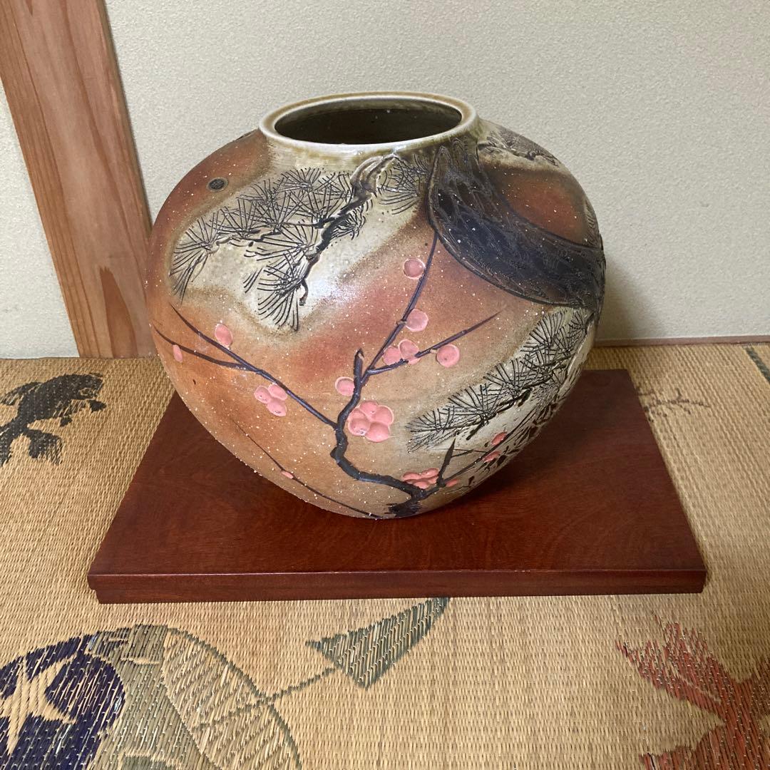 信楽焼の花瓶 楽天市場】【ポイント15倍】信楽焼 大型 フラワーベース 緋色 刷毛目