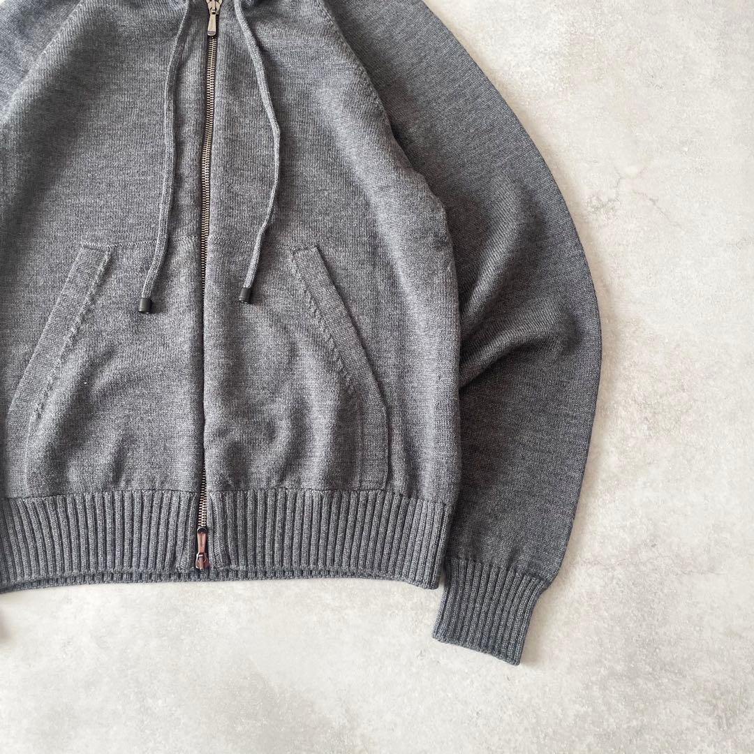 Drumohr ニットパーカー ダブルジップ グレー イタリア製 44 ウール