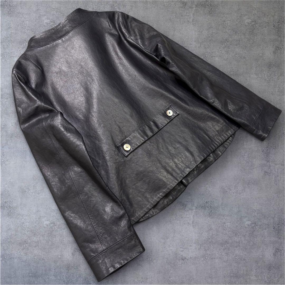 新品】 パラスパレス ラムレザー ノーカラー ジャケット イタリア製 M