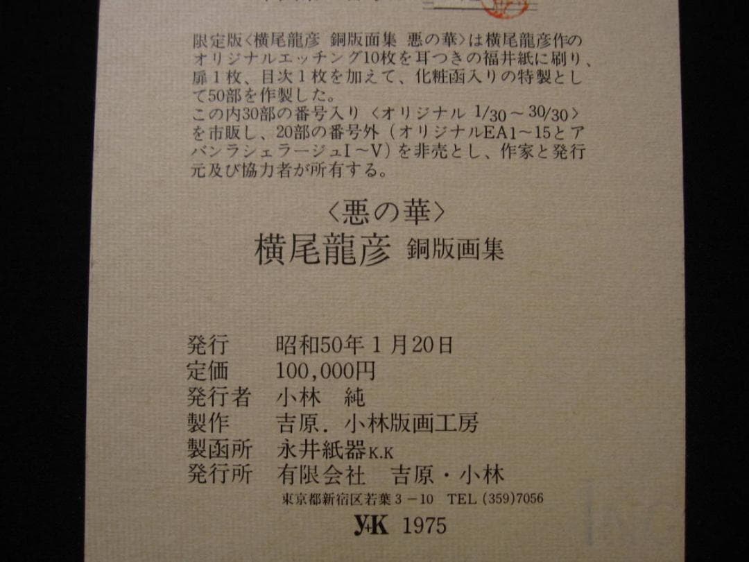 横尾龍彦 銅版画集 悪の華 限定20部 オリジナルエッチング 10葉 E.A.版