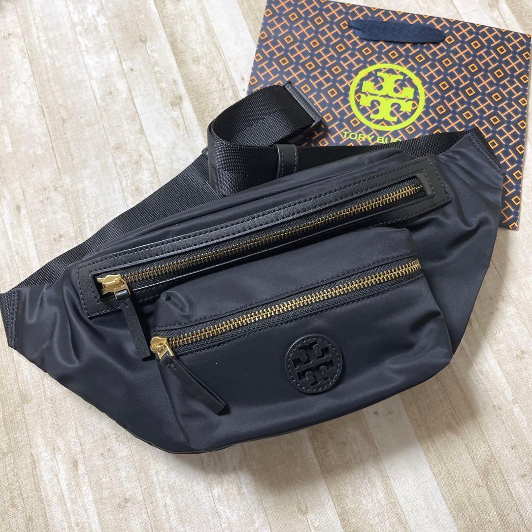 トリーバーチ ブラック ナイロン ウエストポーチ ボディバッグ 黒