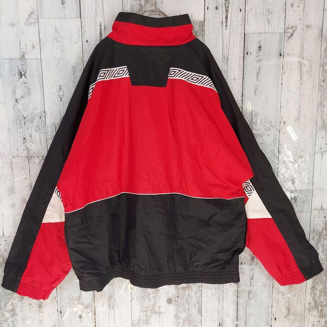 UMBRO 希少 アンブロ 90sフルジップ 刺繍 ナイロンジャケット L相当赤