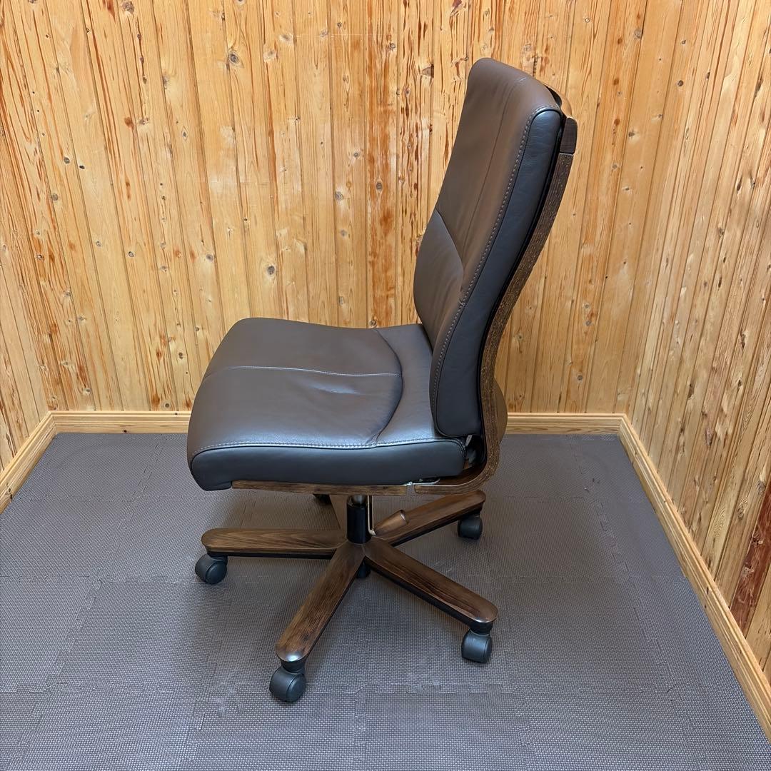 カリモク 本革 デスクチェア XT58 ダークブラウン ロッキング