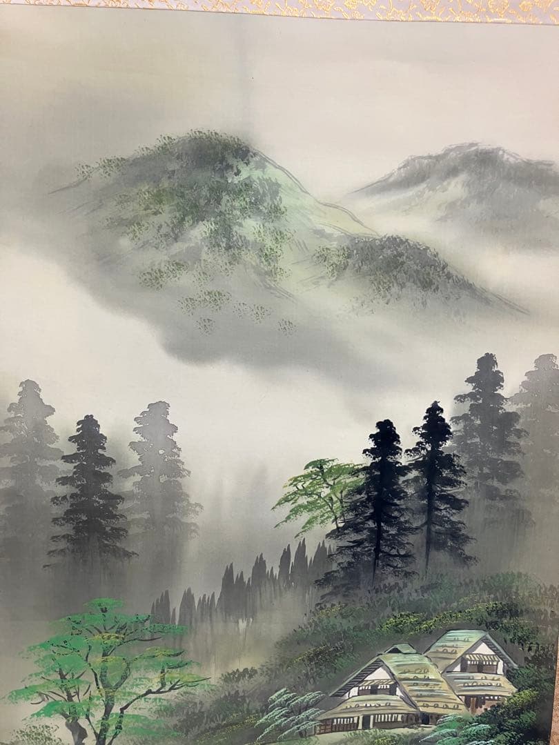 日本画 山と川の風景 - メルカリ