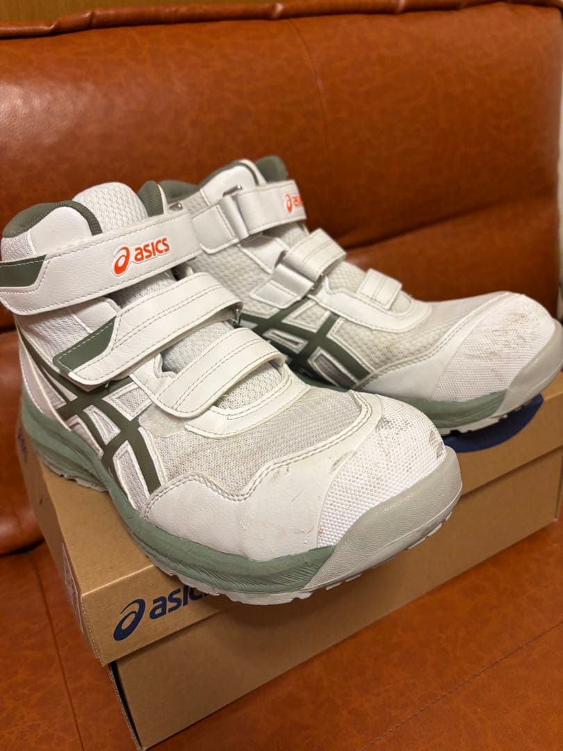 asics WINJOG DP216 安全靴 25.5cm ホワイト/グリーン