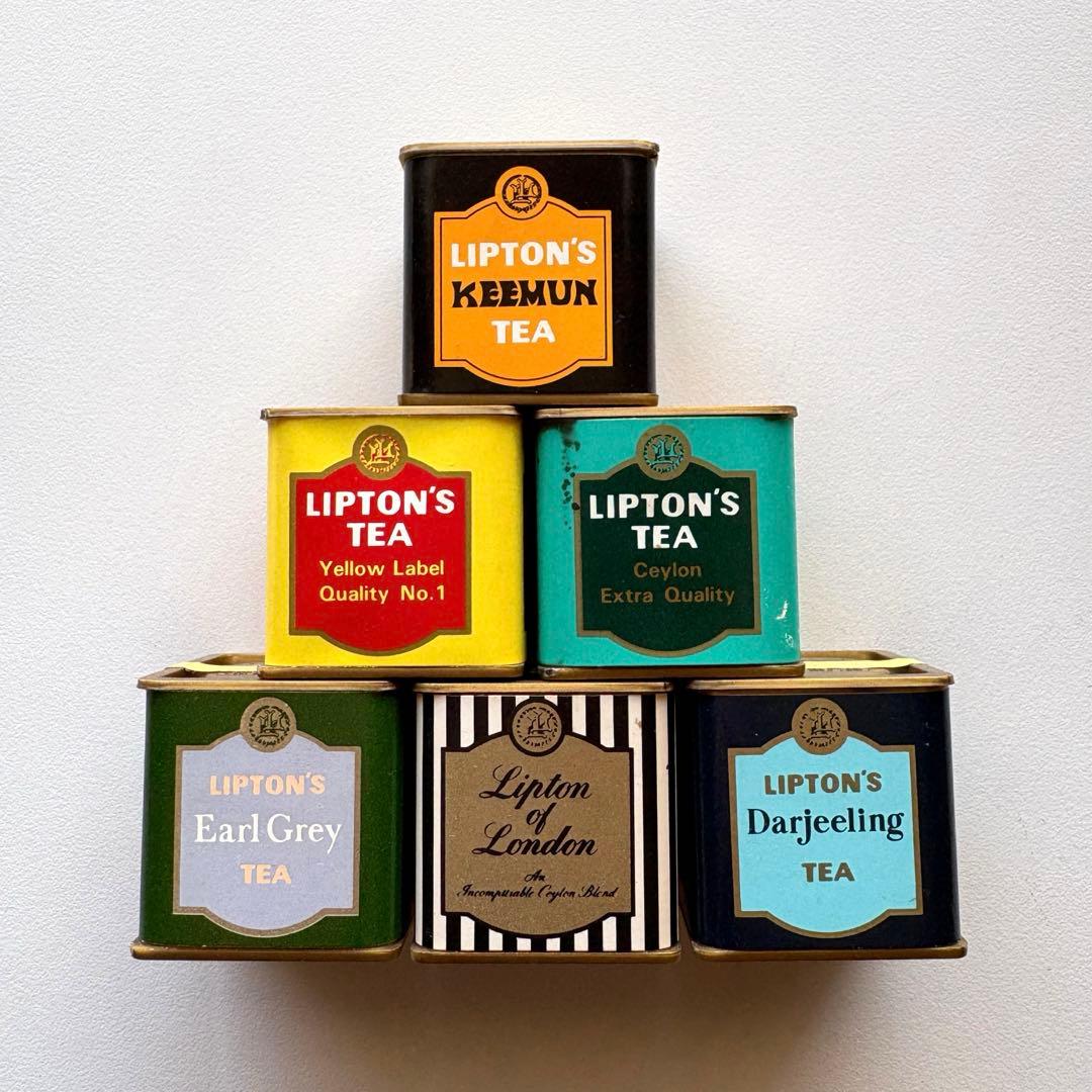 【希少】リプトン　ミニ紅茶缶　昭和レトロ リプトン - リプトン ミニ紅茶缶 ミニチュアTeaパーティーコレクション