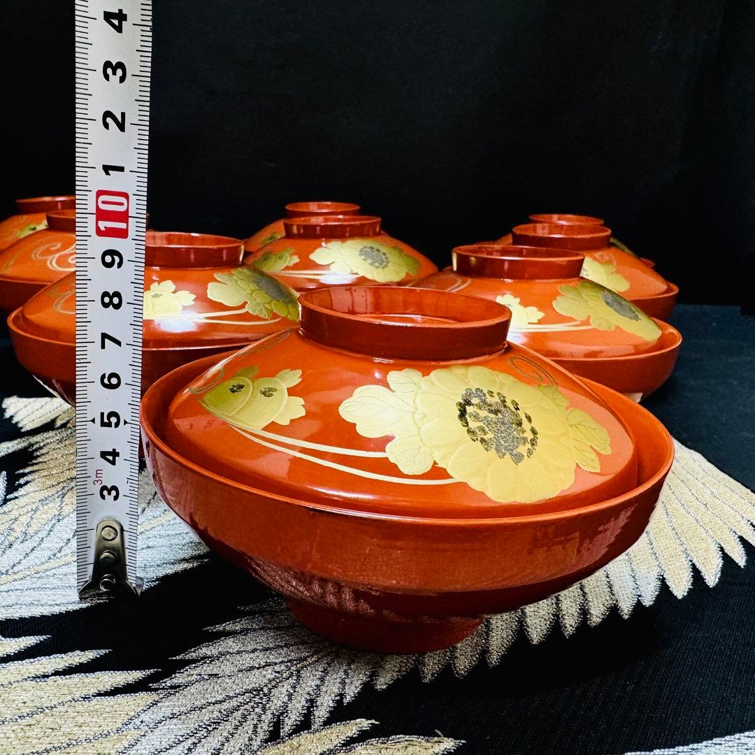 漆器 輪島塗 沈金 金蒔絵 木製 蓋付椀 お煮物椀 吸物椀 9客 - メルカリ