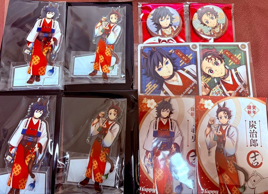 鬼滅の刃 冨岡義勇 竈門炭治郎 午年 アクスタ ポスカ コースター 缶バッジ