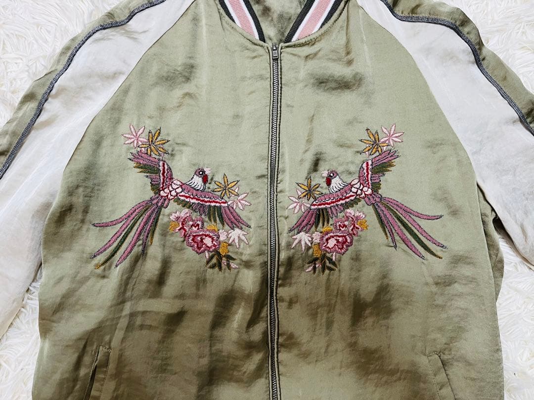 大人気】ZARA スカジャン 梨花着用モデル 鳳凰刺繍 グリーン Sサイズ