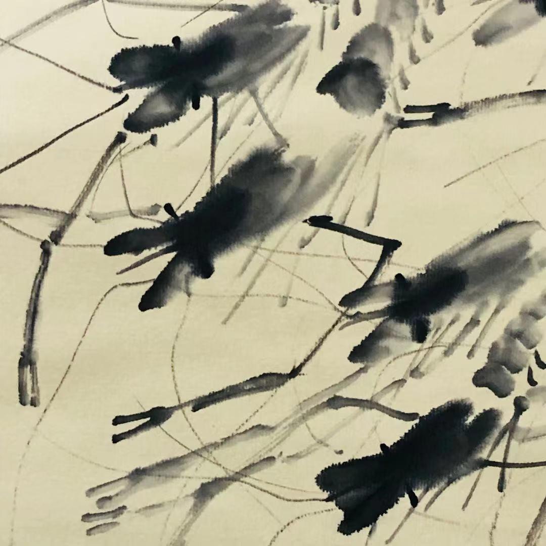 真作】掛軸 斉白石『墨海老』中国画 紙本 肉筆 合せ箱付 掛け軸 R10042