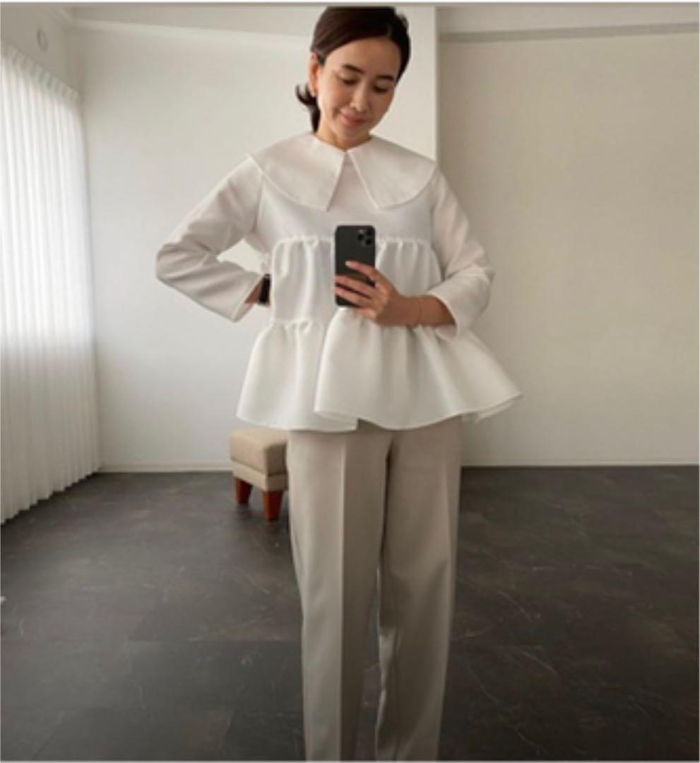 OHGA♡オーガ ティアード フリル Aライン ビッグカラー ブラウス