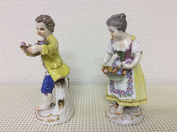 マイセン ペア人形 フィギュア 花籠の少年少女 絶版 レア作品
