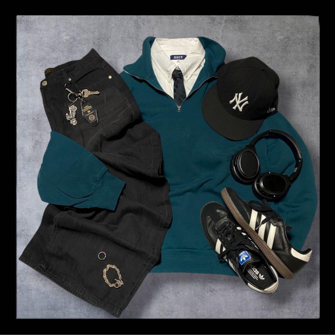 ハーフジップ スウェット ネクタイコーデ シティーボーイ c-boy style