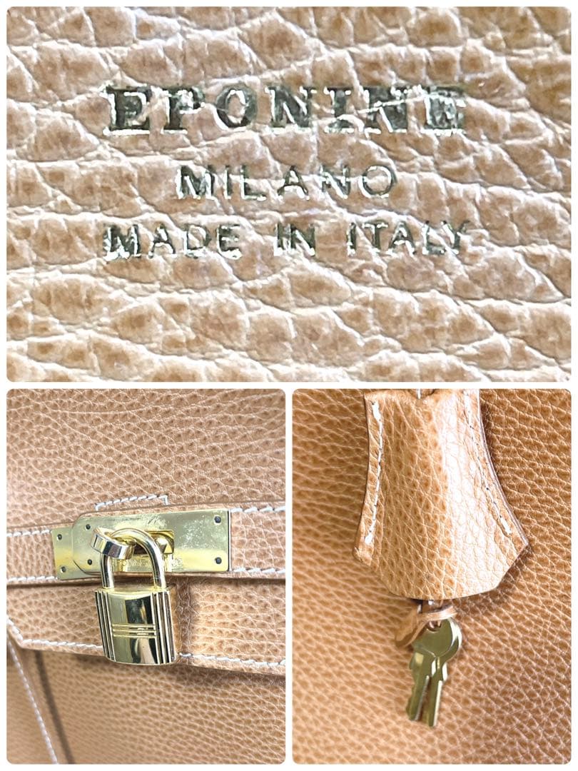 美品 EPONINE エポニーヌ バック レザー カデナ 南京錠 キャメル A4
