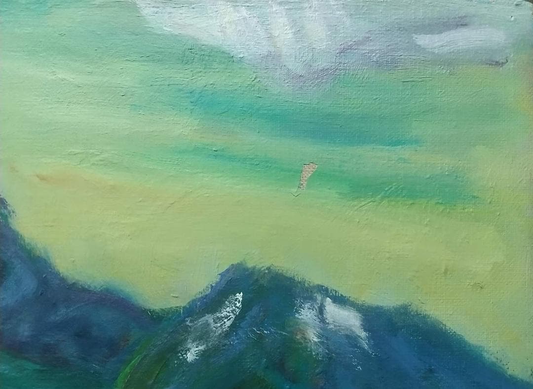 油彩画 「妙高残雪の頃」F8 油絵 絵画 風景画 アート 妙高山 - メルカリ