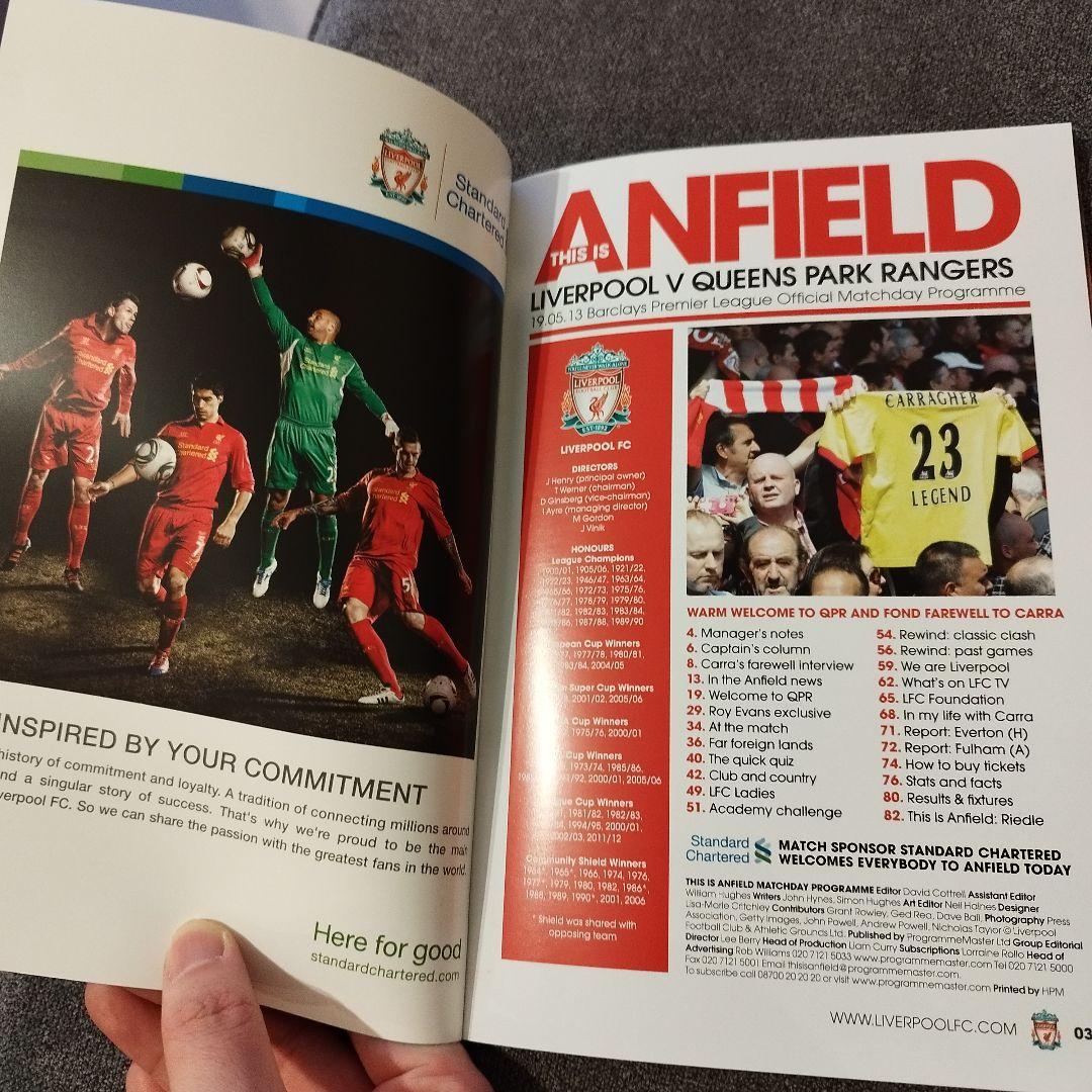 サイン入り リバプール 2012/13シーズン マッチプログラム QPR戦
