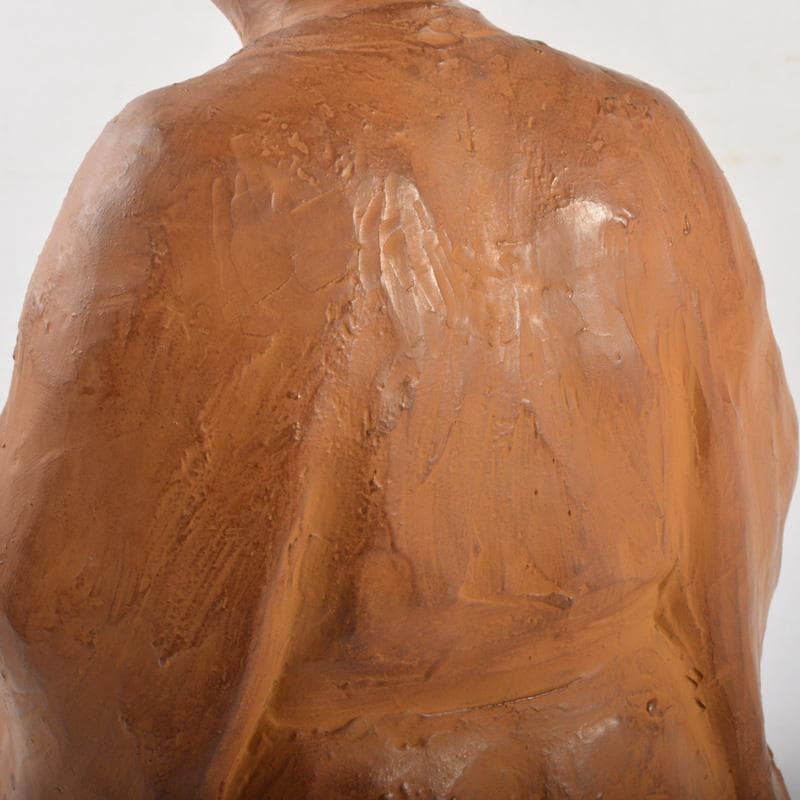 常滑焼 片岡静観造 柿本人麻呂（人磨） 人物像 置物 共箱 V 6421A