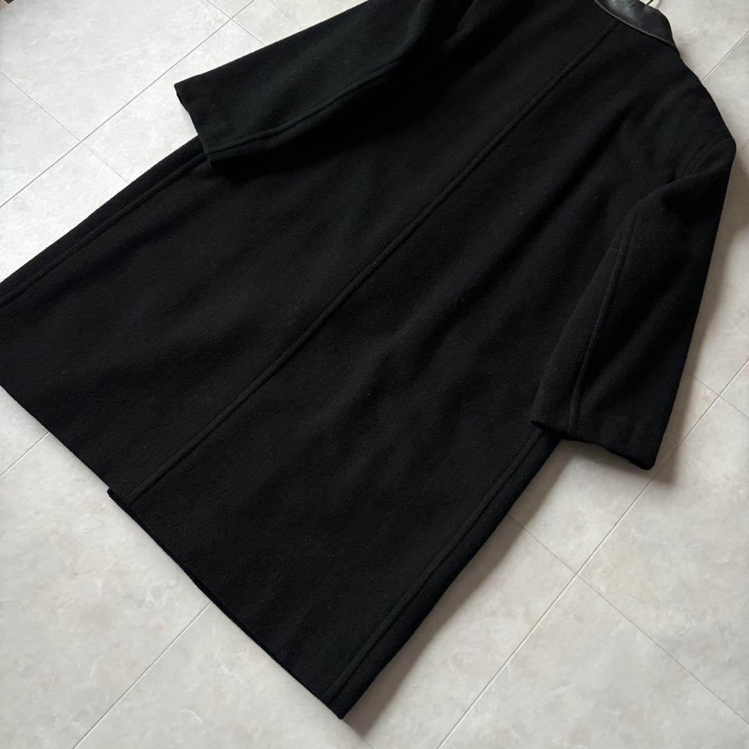 tricot COMME des GARCONS 襟レザーウールコート 黒L相当 - メルカリ