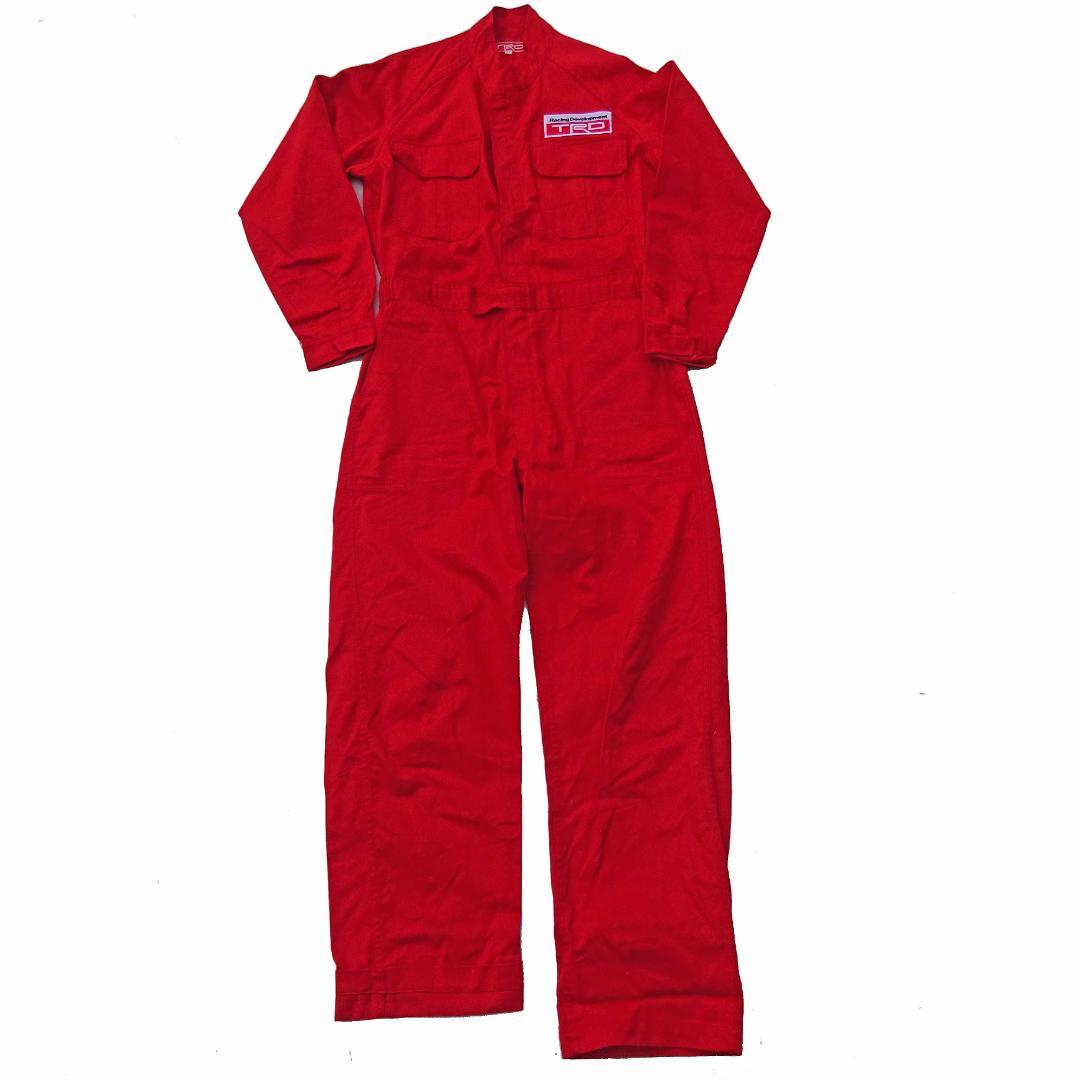 TRDつなぎツナギ作業着Lサイズ綿100%トヨタテクノクラフト赤ジャンプ