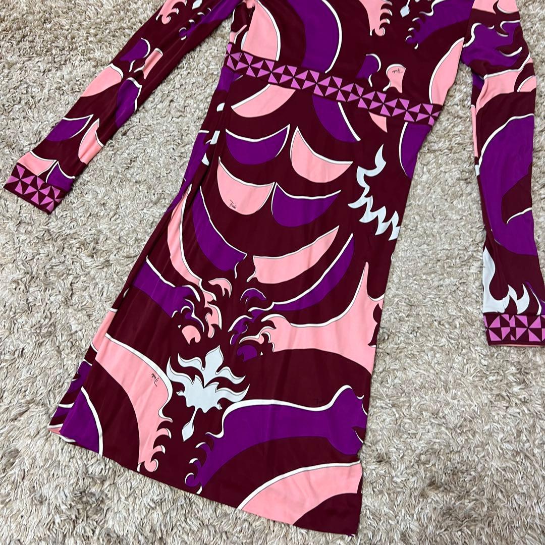 美品✨️】エミリオプッチ ワンピース プッチ柄 レーヨン ノーカラー