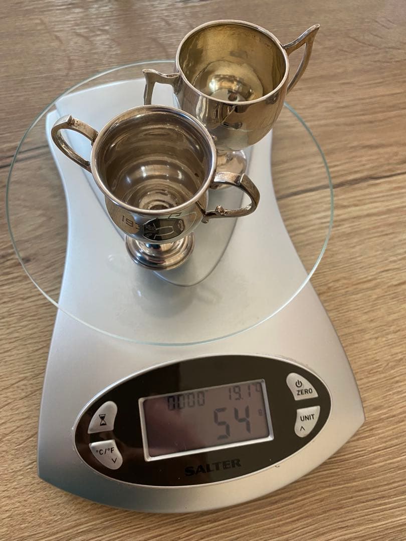 イギリス シルバー 小トロフィー2個 アンティーク ビンテージ 純銀