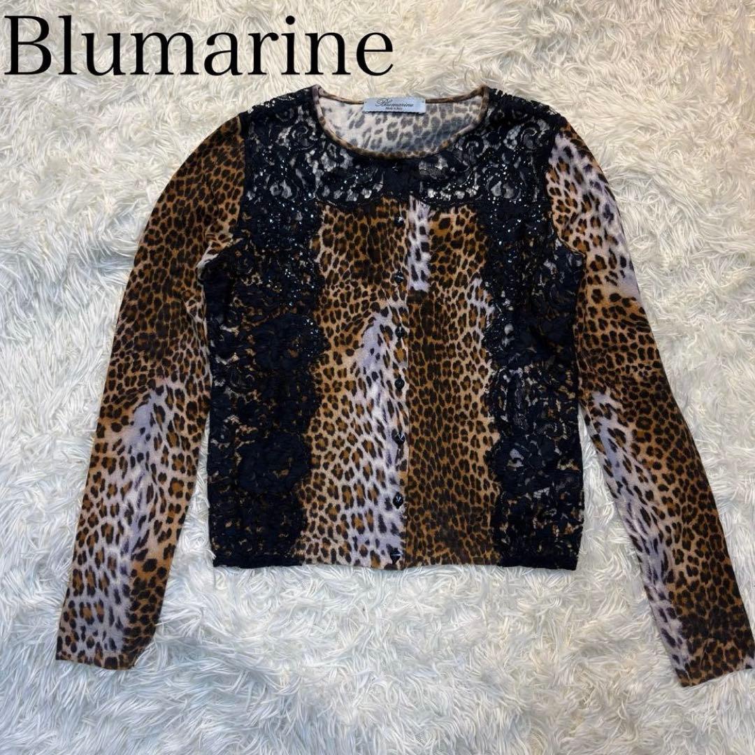 Blumarine ブルマリン カーディガン長袖 レオパード柄 レース ビジュー Blumarine ブルマリン カーディガン長袖 レオパード柄 レース ビジュー