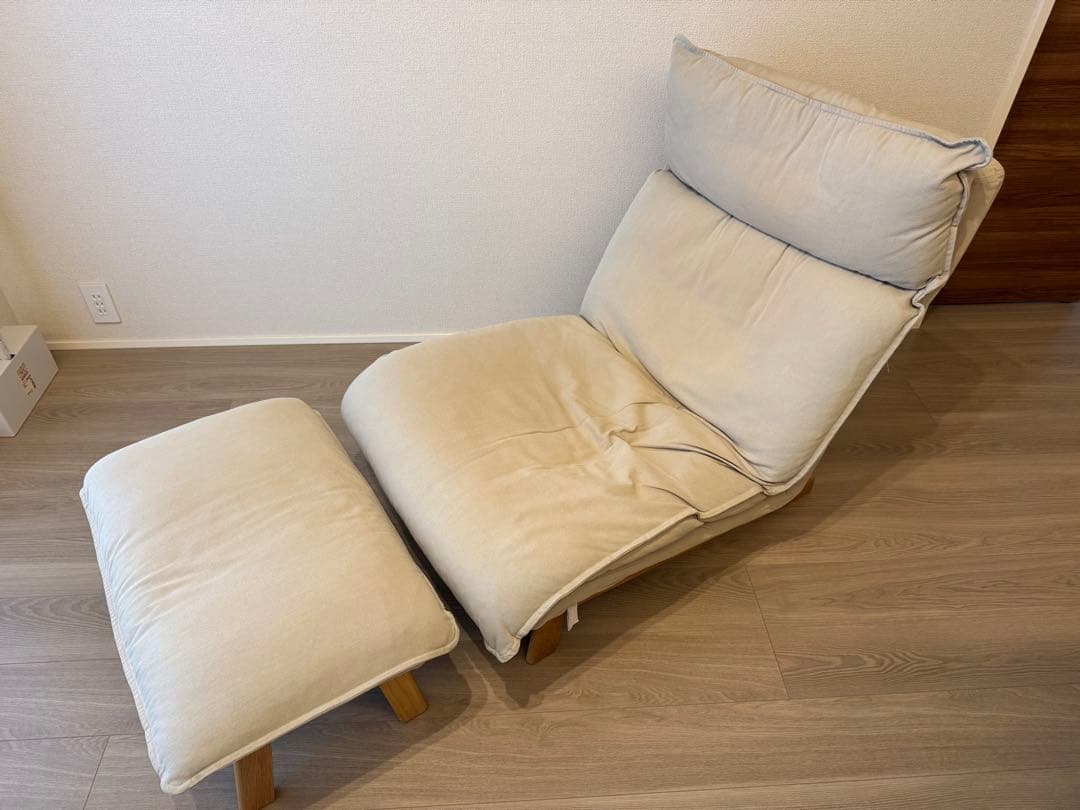 【美品】 無印良品 ハイバックリクライニングソファ 1P オットマン付 イス 無印良品 ハイバックリクライニングソファー（1シーター）オットマン