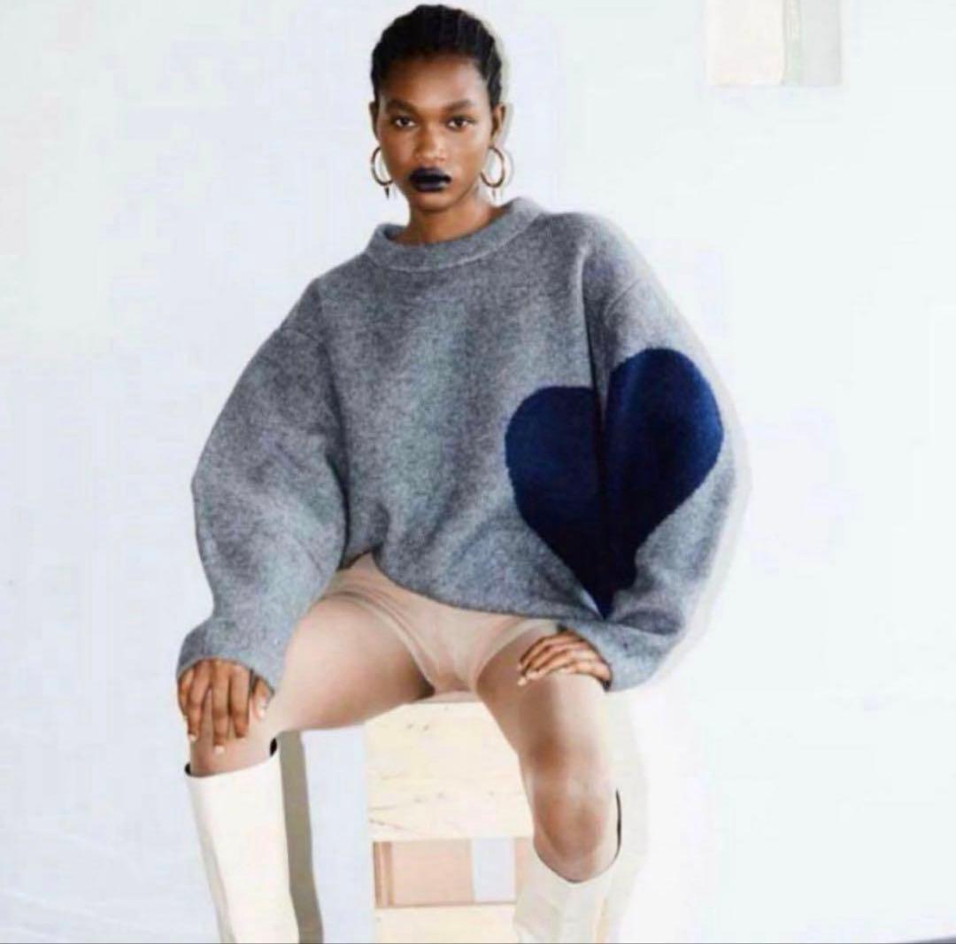 nknit ンニット♡pattern ハートパターンニット グレー ネイビー 0