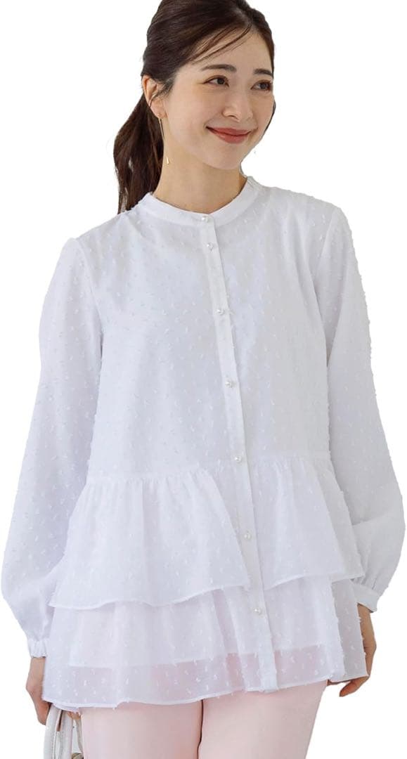 SONO ソーノ プチリボンジャカード 2WAYシアーブラウス ホワイト