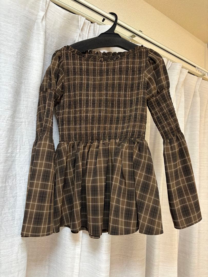 Herlipto Checked Flared Peplum Top - トップスオンライン ショップ 安い