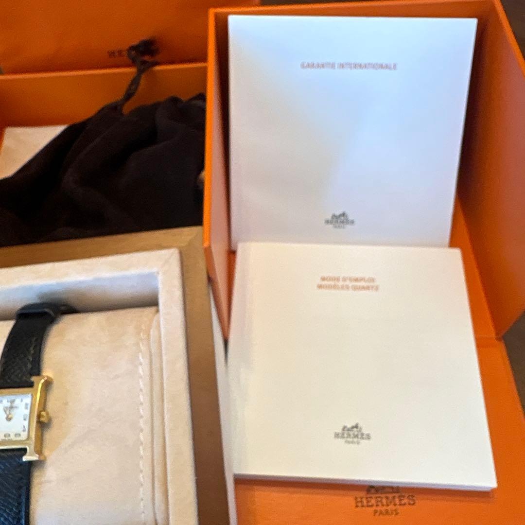 HERMES ブラックレザー 《Hウォッチ》 ミニ