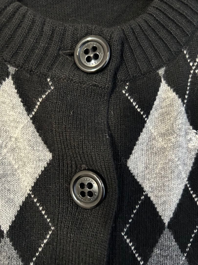 バーバリーブルーレーベル ニットワンピース アーガイル柄 カシミヤ混
