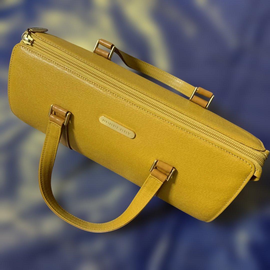 Burberryバーバリー/ノバチェック本革ドラムバッグ/ハンドバッグ