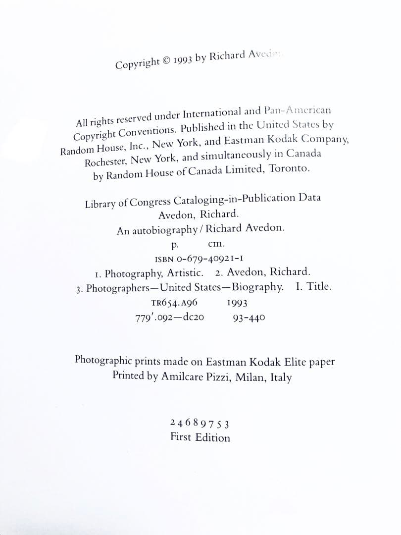 【お値下げ】An Autobiography リチャード・アヴェドン写真集 美品