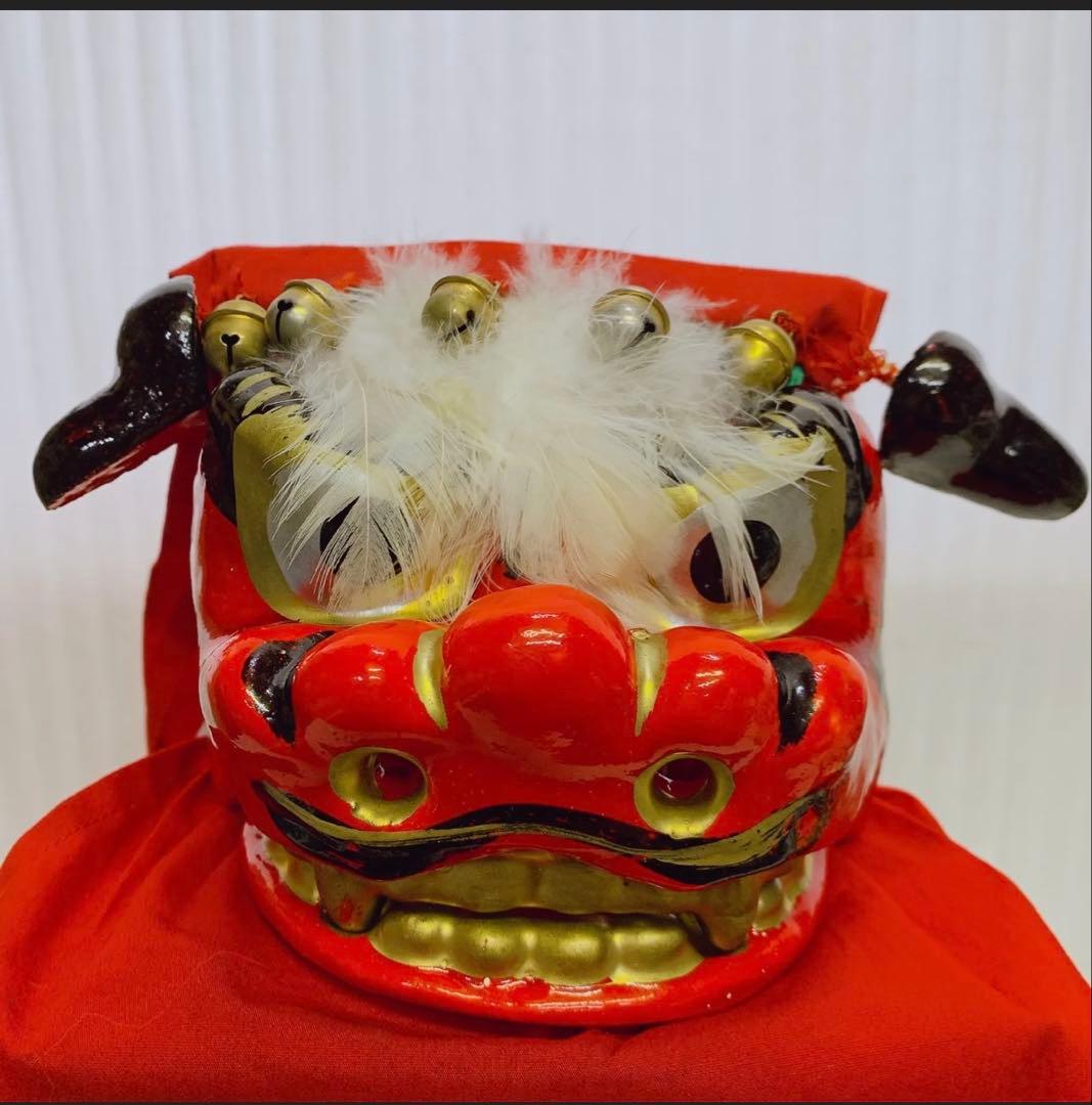 希少 手獅子 日本舞踊 小道具 獅子舞 赤獅子 舞手獅子 獅子頭 縁起物