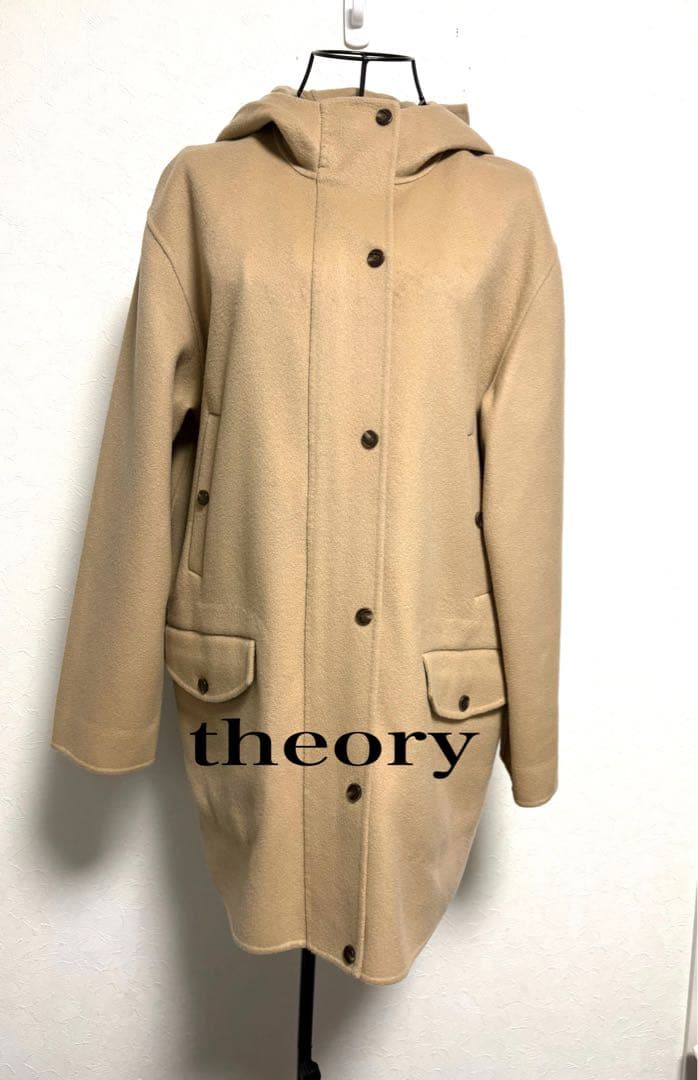 Theory フード付きコートSベージュ 定価97,900円 Theory フード付きコートSベージュ 定価 97，900円