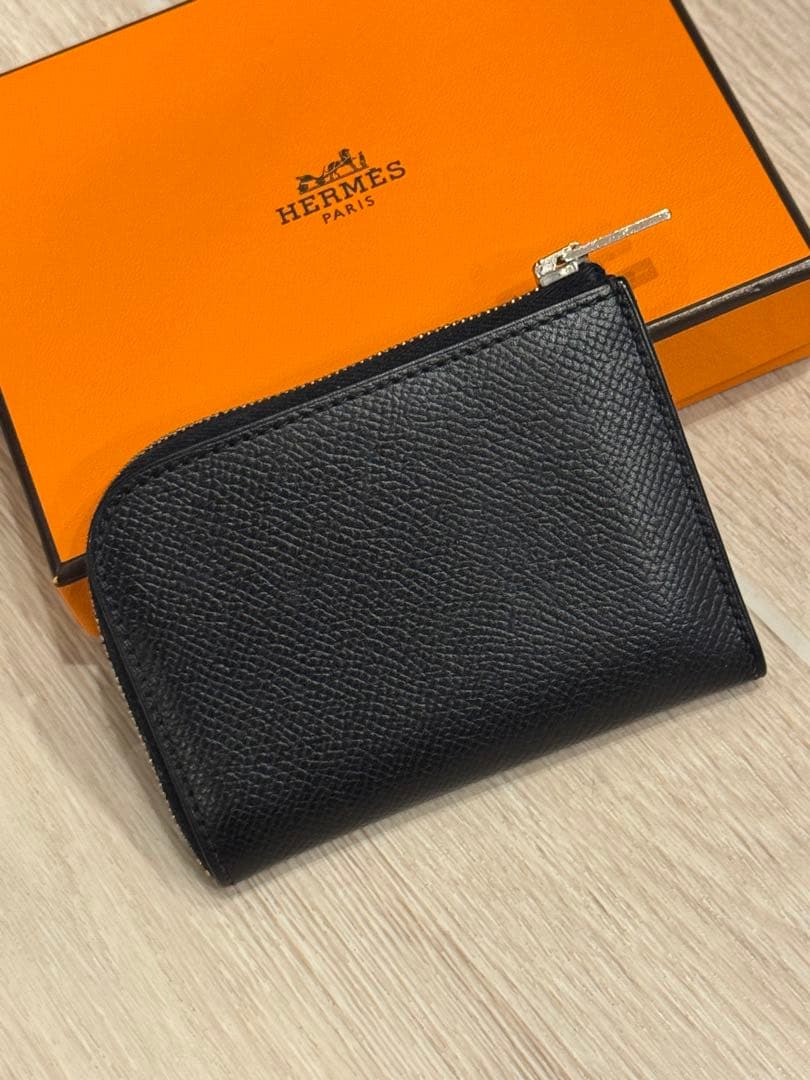 Hermes エルメス カードケース ミニ財布 刻印:□N ブラック HERMES エルメス 二つ折り財布 ベアンミニ コインケース付き 名刺